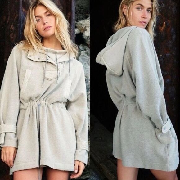 Free People We The Free Sadie Surplus Knit Grey Jacket Fleece Hoodie XS - Picture 1 of 7